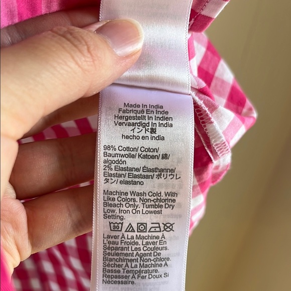 J. Crew Pink and White Gingham Button Down Sleeveless Beach Vacation Top Sz XL - Picture 11 of 14